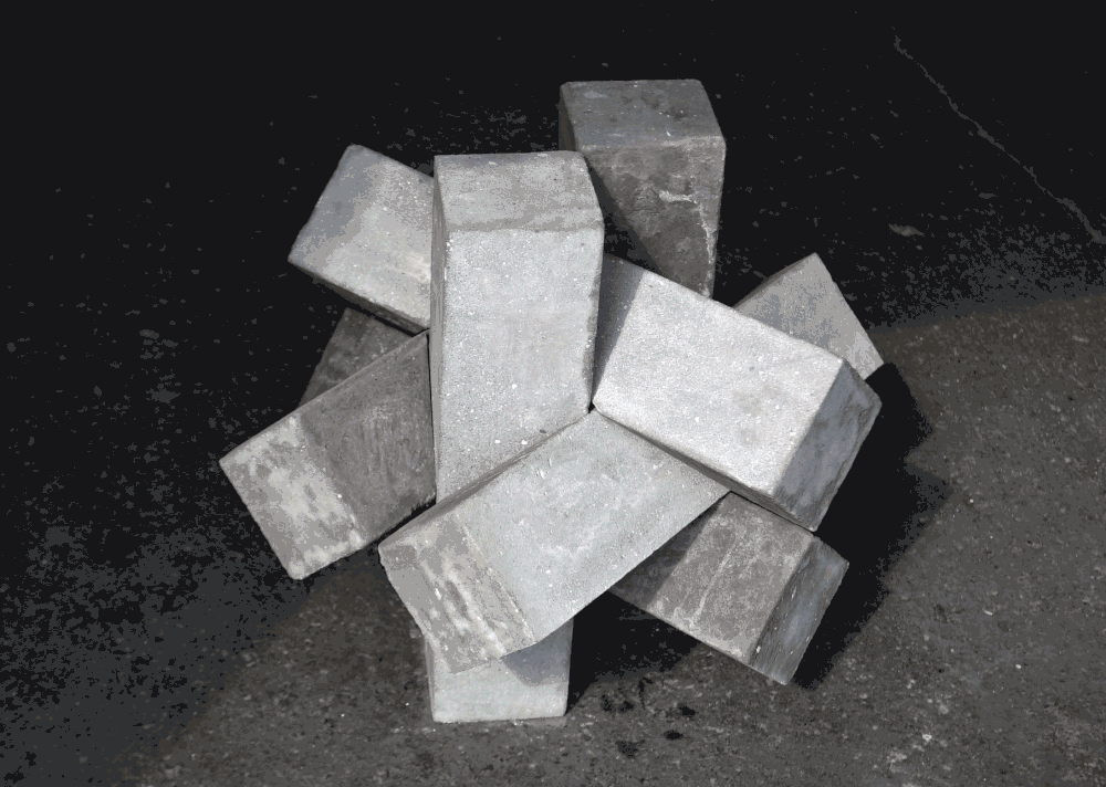 Cody Hoyt   Six Piece Diagonal Burr,&nbsp; 2016 Steel reinforced concrete 21 x 21 x 21"