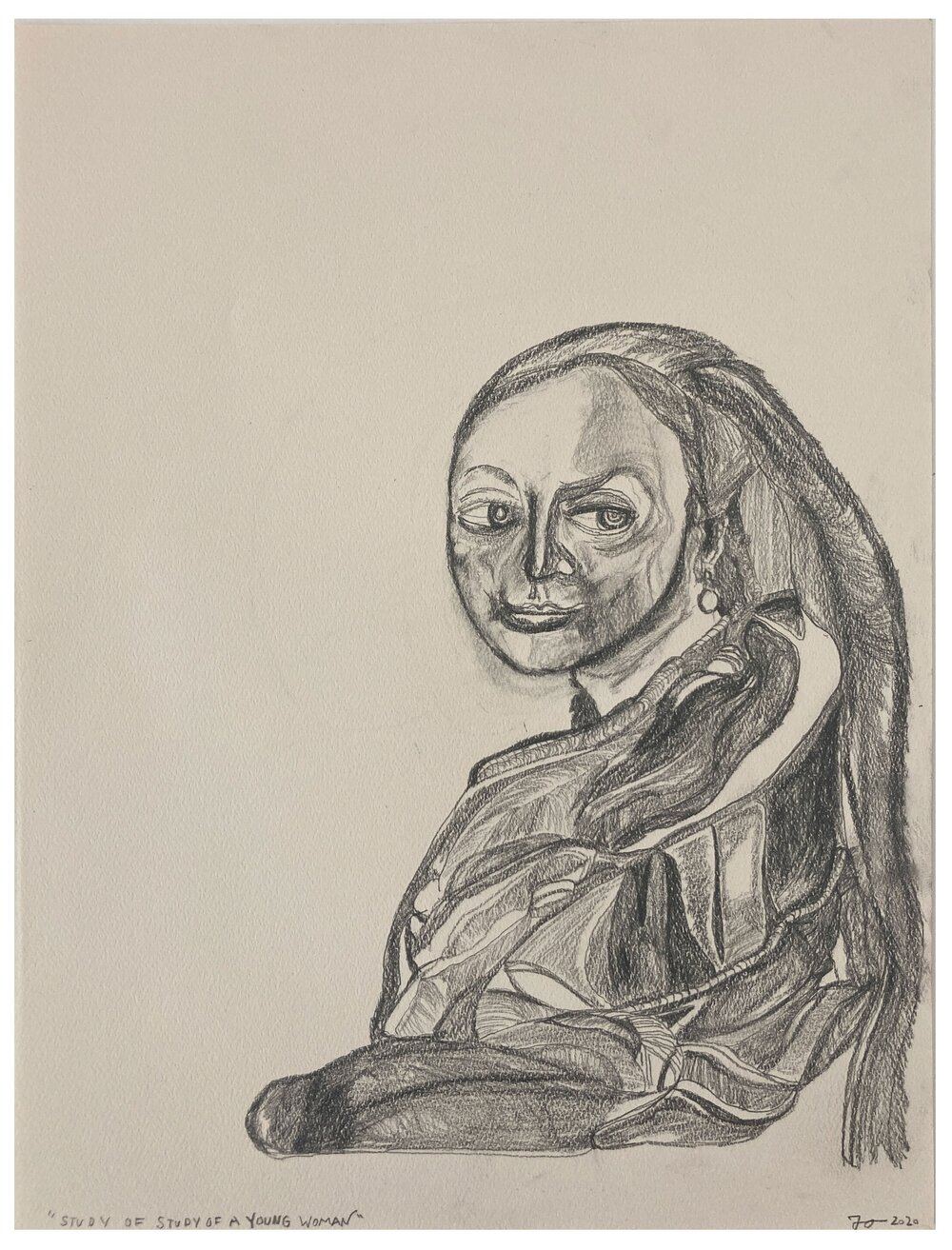 Jared Oppenheim - Study: Study of Young Woman (Vermeer)Pencil on pastel paper9 x 12 in. $400